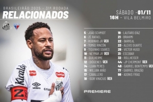 复出！内马尔回归桑托斯本轮巴甲大名单，此前连续缺席7轮联赛